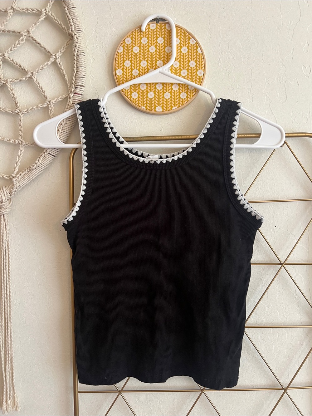 XXL | Gap Kids Girls Black Tank Top with White Trim